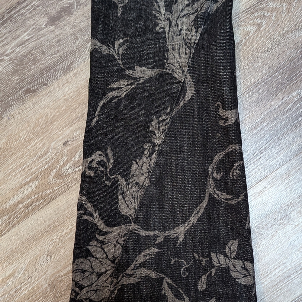 Black and Gray Floral Patterned Pants
